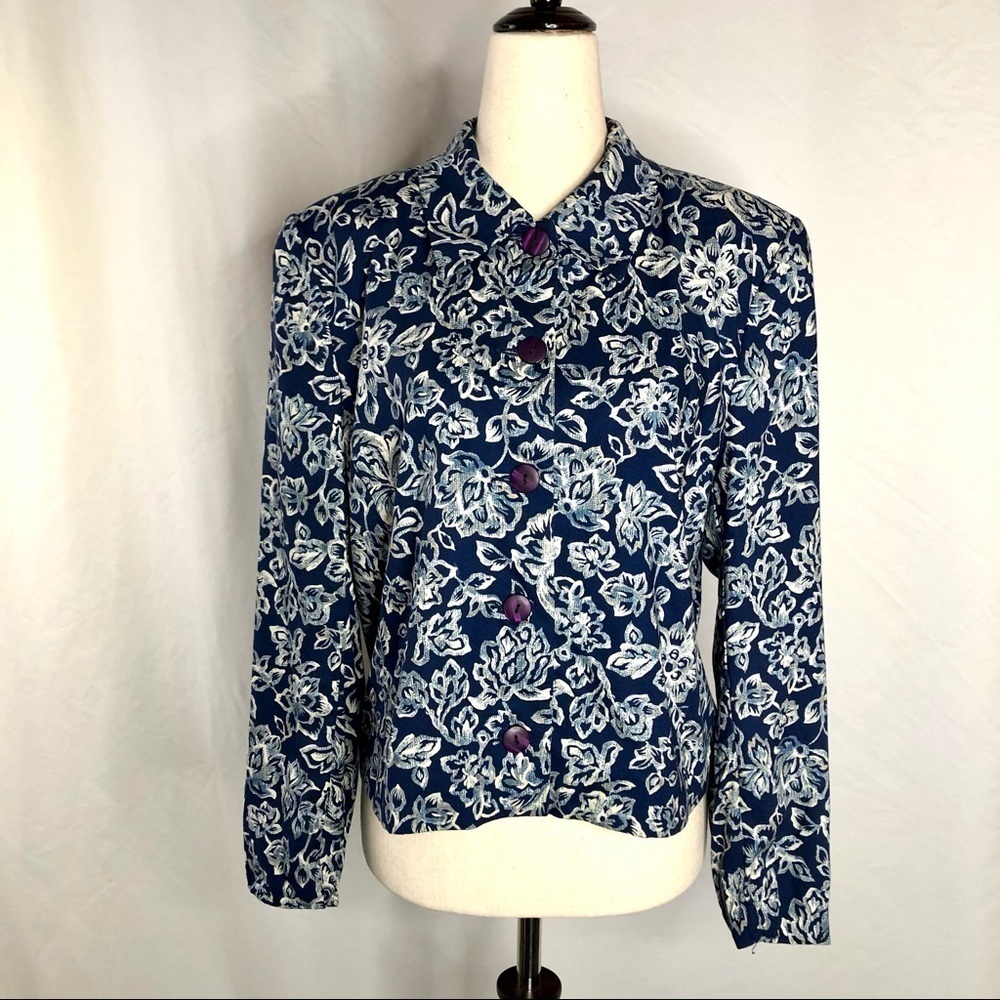 Vintage Pendleton rayon floral jacket blue size 8